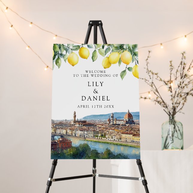 Florence Italy Lemons Wedding Welcome Sign (In Situ (Stand))