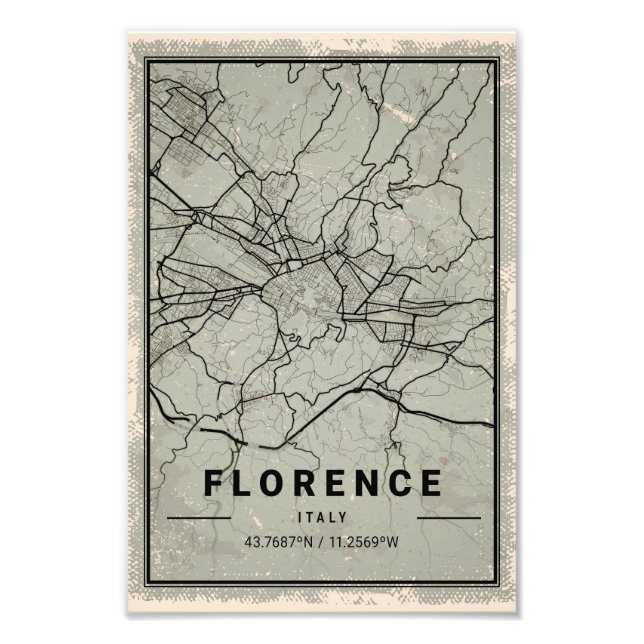 Florence italy map print poster canvas (Front)