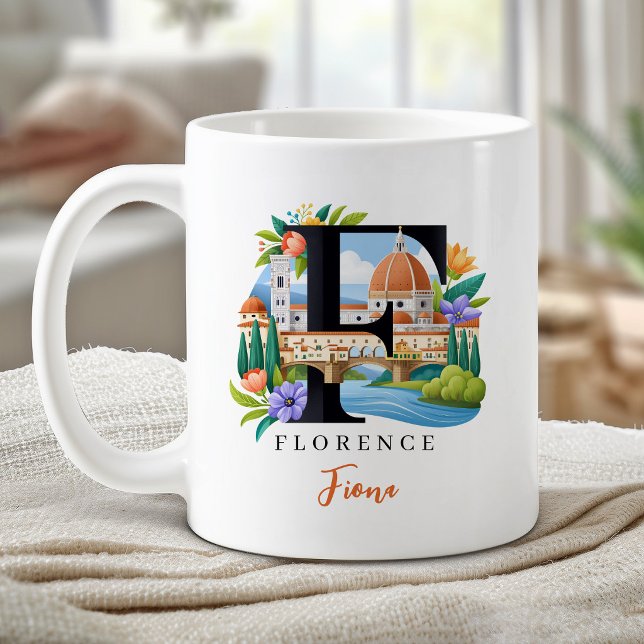Florence Italy Monogram Letter F Personalized Gift Coffee Mug (Florence Italy Monogram Letter F Personalized Gift Coffee Mug)