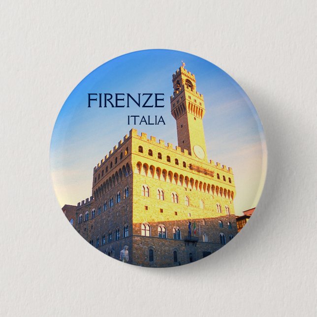 Florence, Italy - Piazza della Signoria Button (Front)