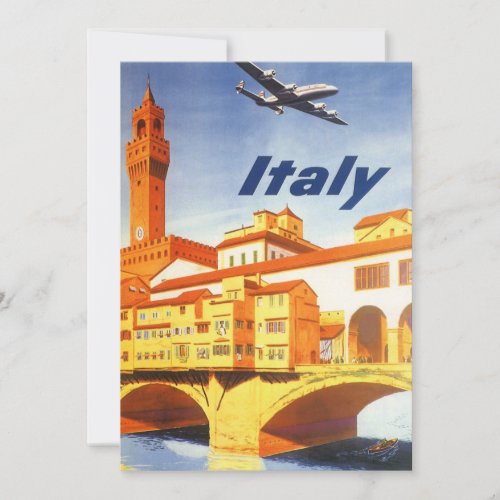 Vintage Travel Florence Firenze Italy Bridge River Personalized Announcement