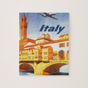 Florence Italy Ponte Vecchio Bridge Vintage Travel Jigsaw Puzzle