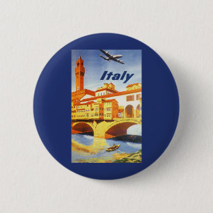 Florence Italy Ponte Vecchio Bridge Vintage Travel Pinback Button