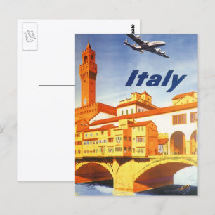 Florence Italy Ponte Vecchio Bridge Vintage Travel Postcard