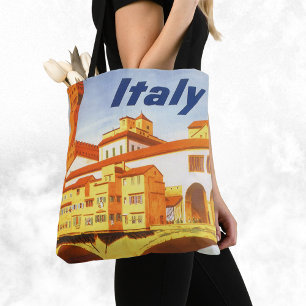 Florence Italy Ponte Vecchio Bridge Vintage Travel Tote Bag