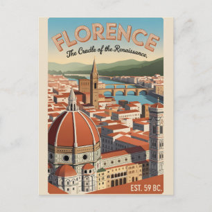 Florence Italy Retro Cityscape Travel  Postcard