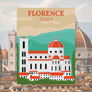 Florence, Italy Retro Vintage Travel Postcard