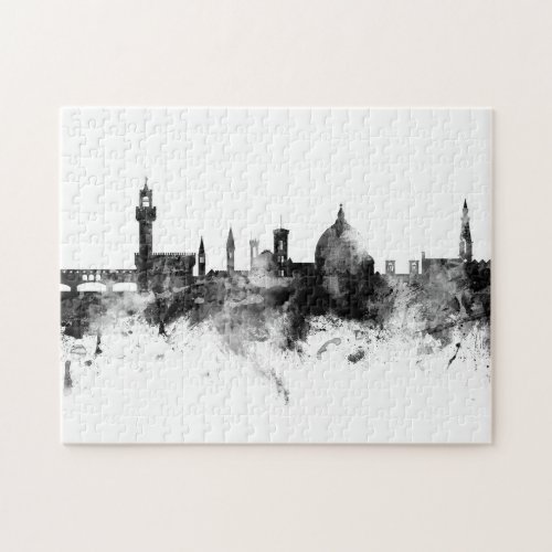 Florence Italy Skyline Black White Jigsaw Puzzle