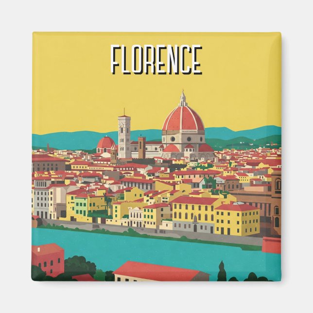 Florence Italy Skyline Travel Abstract Art Magnet (Front)