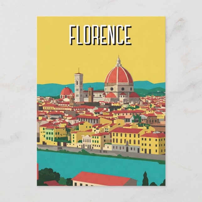 Florence Italy Skyline Travel Abstract Art Postcard (Front)