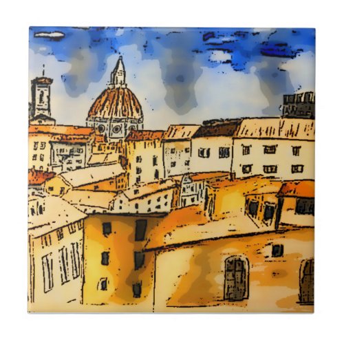 Florence Italy  Square   Ceramic Tile