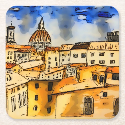 Florence Italy  Square Paper Coaster