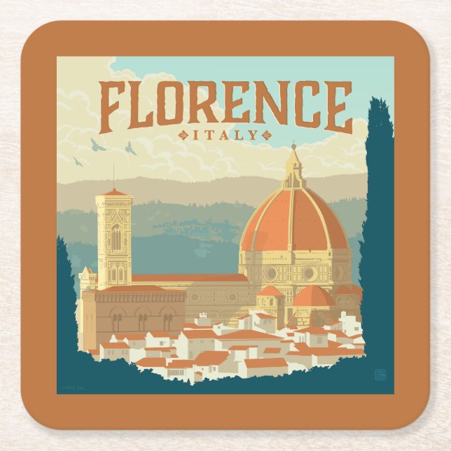 Florence, Italy Square Paper Coaster (Front)