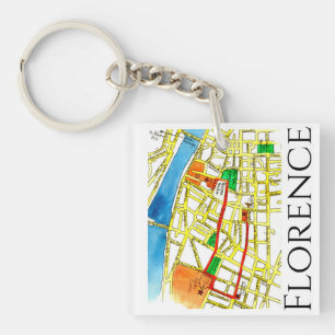Florence Italy Street Map Fun and Colorful Keychain