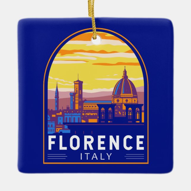 Florence Italy Travel Art Vintage Ceramic Ornament (Front)
