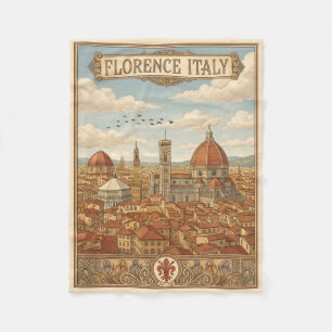 Florence Italy Vintage Travel Fleece Blanket