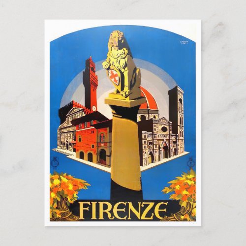 Florence Italy vintage travel Postcard