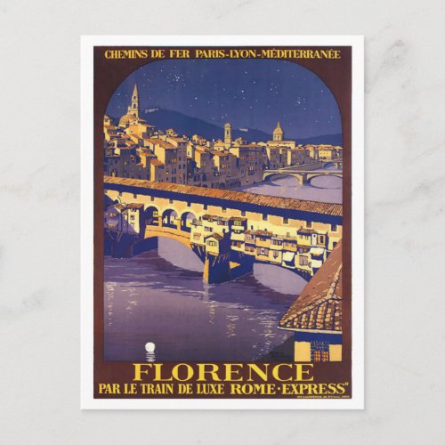 Florence Italy vintage travel poster Postcard