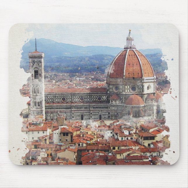 Florence Italy Watercolor Art Mouse Pad (Front)