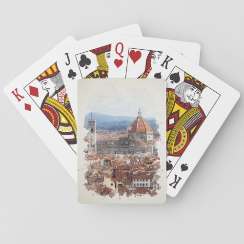 Florence Italy Watercolor Art Poker Cards