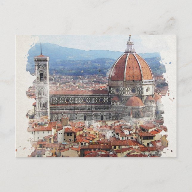 Florence Italy Watercolor Art Postcard (Front)