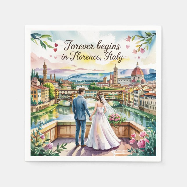 Florence Italy Wedding Napkins (Front)