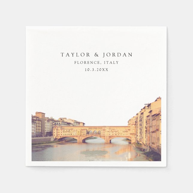 Florence Italy Wedding Paper Cocktail Napkin (Front)