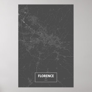 Florence, Italy (white on black) Poster