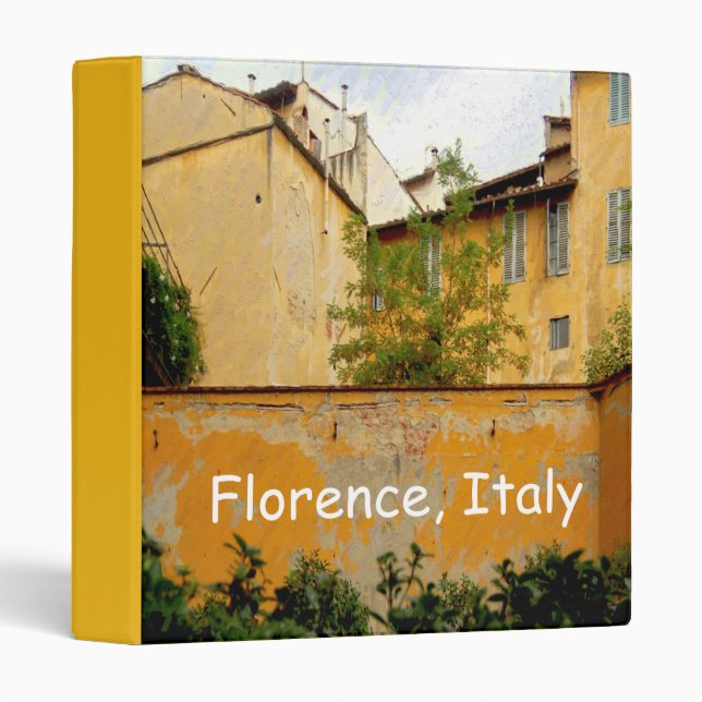 Florence Italy - Yellow Architecture 3 Ring Binder (Front/Spine)