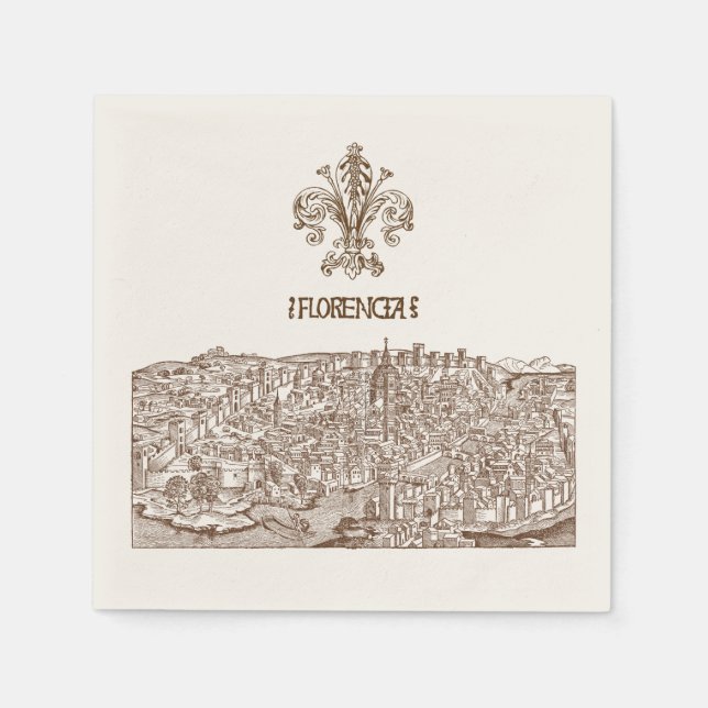Florence, Medieval Woodcut Paper Napkins (Front)