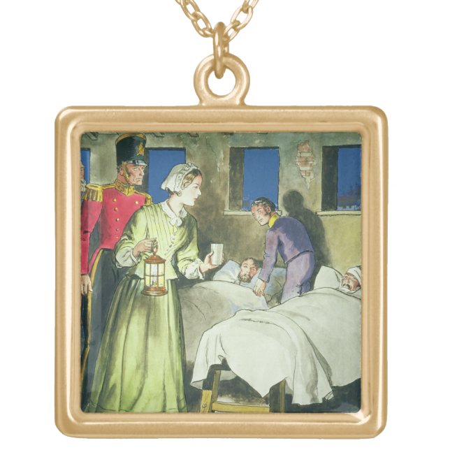 Florence Nightingale (1820-1910) from 'Peeps into Gold Plated Necklace (Front)