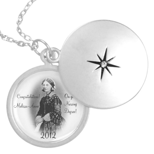 Florence Nightingale-Nursing Graduate+Personalize Silver Plated Necklace (Front)
