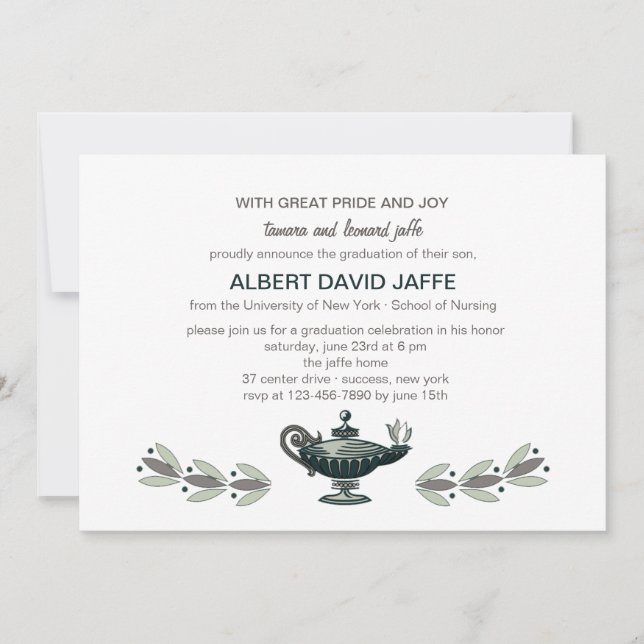 Florence Nightingale Oil Lamp Graduation Invitatio Invitation (Front)