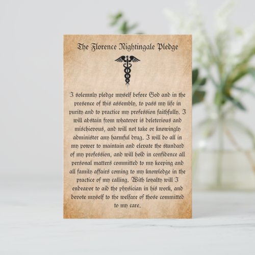 Florence Nightingale Pledge for Nurses Flat Card