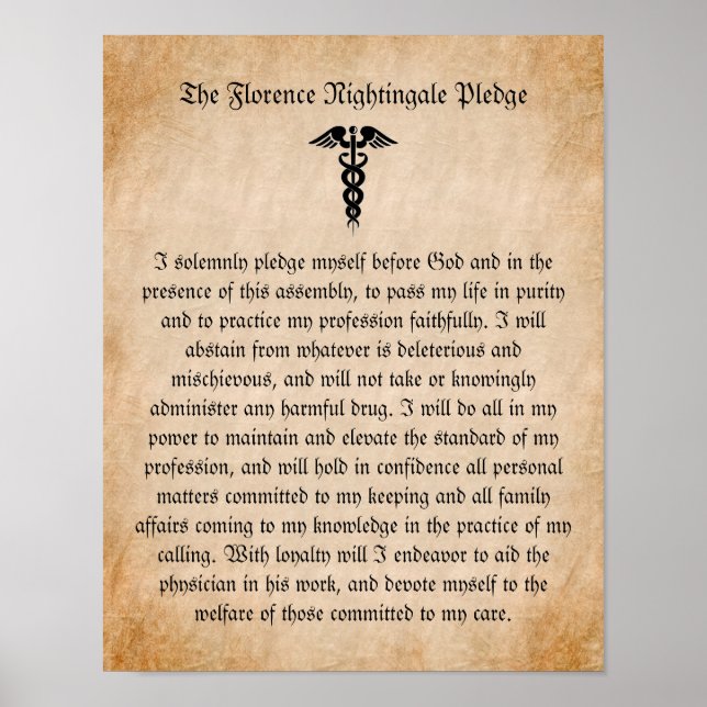 Florence Nightingale Pledge for Nurses Poster (Front)