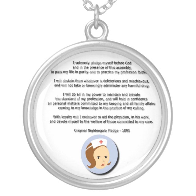 Florence Nightingale Pledge Silver Plated Necklace (Front)