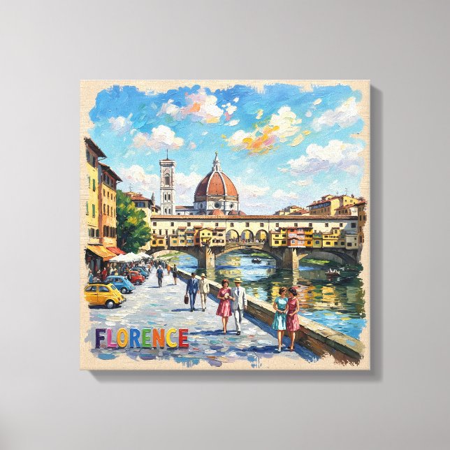Florence Ponte Vecchio Duomo Scene Canvas Print (Front)