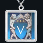 FLORENCE RENAISSANCE LITTLE ANGELS MONOGRAM SILVER PLATED NECKLACE<br><div class="desc">Elegant and classic Italian Florentine masterpiece  from Bottega della Robbia  ( Florence - Italy  ) with a bright 3d gem stone .</div>