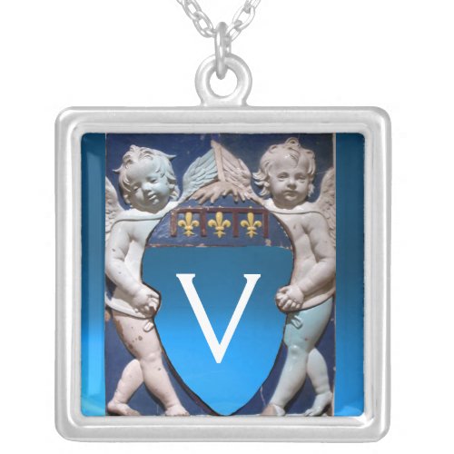 FLORENCE RENAISSANCE LITTLE ANGELS MONOGRAM SILVER PLATED NECKLACE