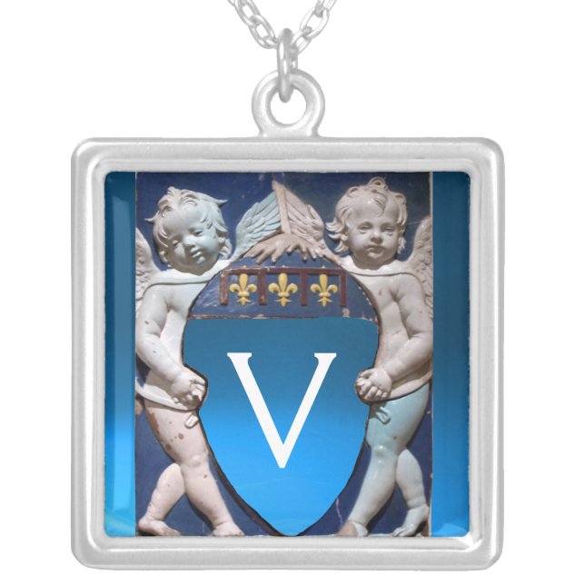 FLORENCE RENAISSANCE LITTLE ANGELS MONOGRAM SILVER PLATED NECKLACE (Front)