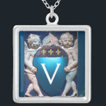 FLORENCE RENAISSANCE LITTLE ANGELS MONOGRAM SILVER PLATED NECKLACE<br><div class="desc">Elegant and classic Italian Florentine masterpiece  from Bottega della Robbia  ( Florence - Italy  ) with a bright 3d gem stone .</div>