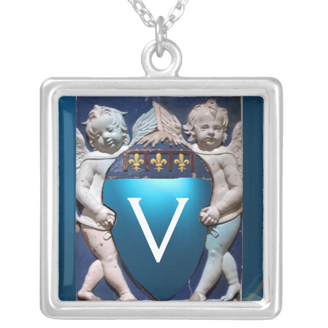 FLORENCE RENAISSANCE LITTLE ANGELS MONOGRAM SILVER PLATED NECKLACE (Front)