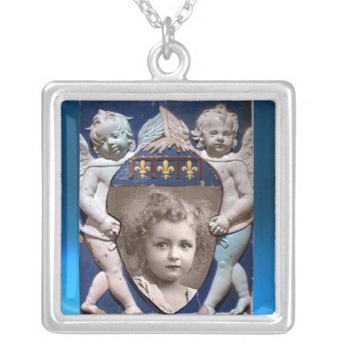 FLORENCE RENAISSANCE LITTLE ANGELS PHOTO TEMPLATE SILVER PLATED NECKLACE