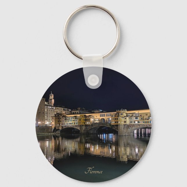 Florence riverside at night, travel  keychain (Front)
