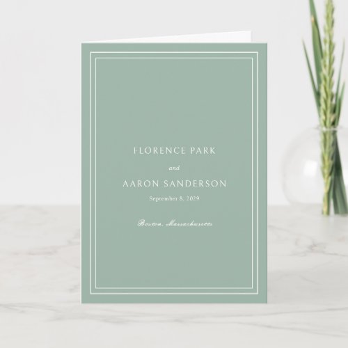 Florence Sage Green Elegant Wedding Program