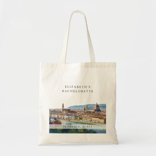 Florence Skyline Watercolor Bachelorette Weekend Tote Bag (Front)