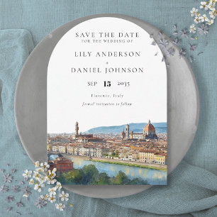 Florence Skyline Watercolor Wedding Arch Save The Date
