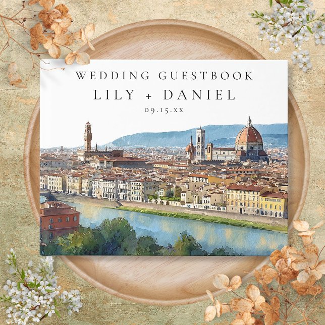 Florence Skyline Watercolor Wedding Guest Book (Florence Skyline Watercolor Wedding Guest Book)