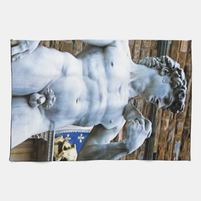 Florence Statue of David With Love Quote Towel (Horizontal)