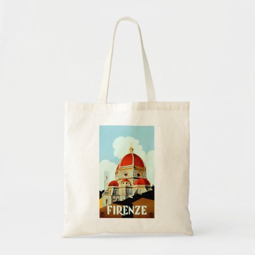 Florence travel poster tote bag